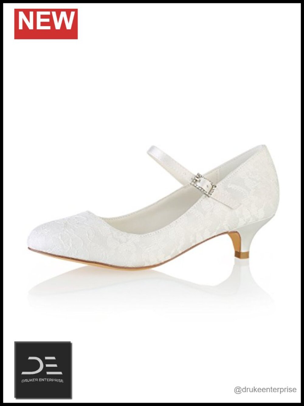 Lace Satin Mary Jane Pump Shoes Kitten Heel Bridal Rounded Toe Slip Resistant